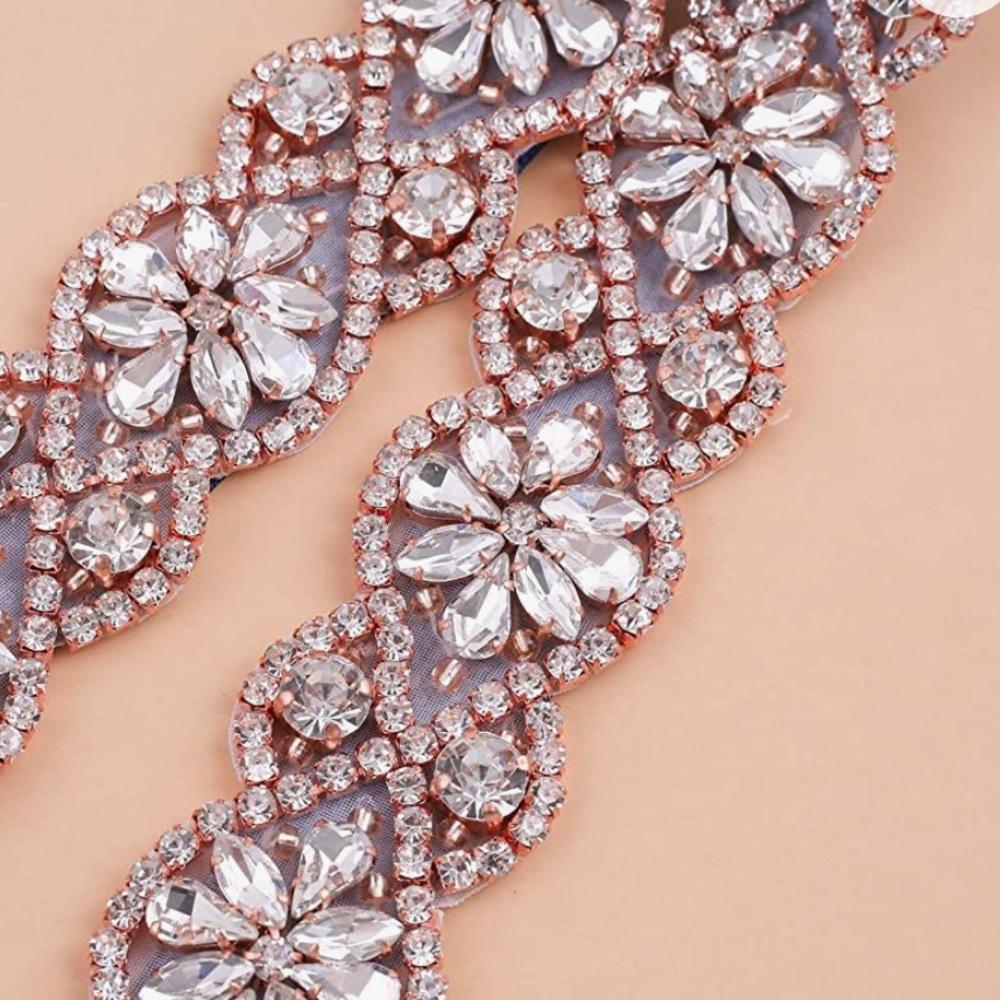 Rhinestones With Rosegold Wedding Belt - Picture 2 of 5